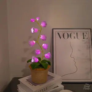 Lily of The Valley Crochet Lamp Battery Powered LED Light Handmade Romantic Gift for Her Bedside Desktop Decoration Festive Lights