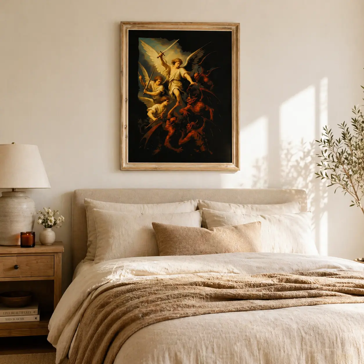 Archangel Michael Wall Art Poster | Vintage Christian Angel Battle Print | God Faith Spiritual Room Decor | Catholic Religious Art Poster | Guardian Angel Wall Decor