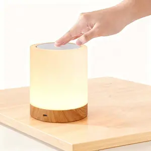 Color-Changing Wood Grain Cylinder Table Lamp - USB Charger, Battery-Powered Indoor Mood Lighting, Cozy Meditation Accent Light for Girls, Kawaii Bedroom Nightstand Desk Decor, Trendy Birthday Gift