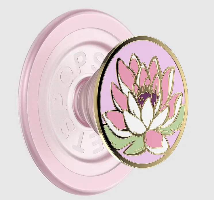 Enamel Water Lily MagSafe PopGrip Phone Holder with Phone Grip Base - Cellphone Stand, Stylish Tech Accessory for Mobile Devices with Mount Compatibility