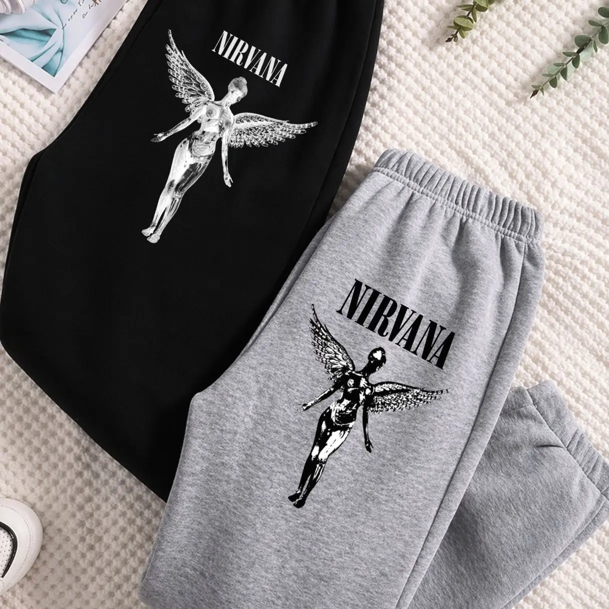 Vintage Nirvana Band logo Sweatpants, Cotton Graphic Sweatpants, Perfect Outfit For Outdoors, Menswear, Womenswear, Fit for Men and Women All Seasons Basics, Trending 26  0