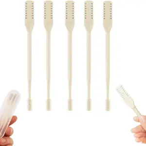 5 Pcs 2-in-1 Nasal Cutter, Upgrade Double Sided Nose Knife, 360 Nostril Hair Remover Tool, Trimmer for Men, Women, Soft Cleaning Brush (Cream)