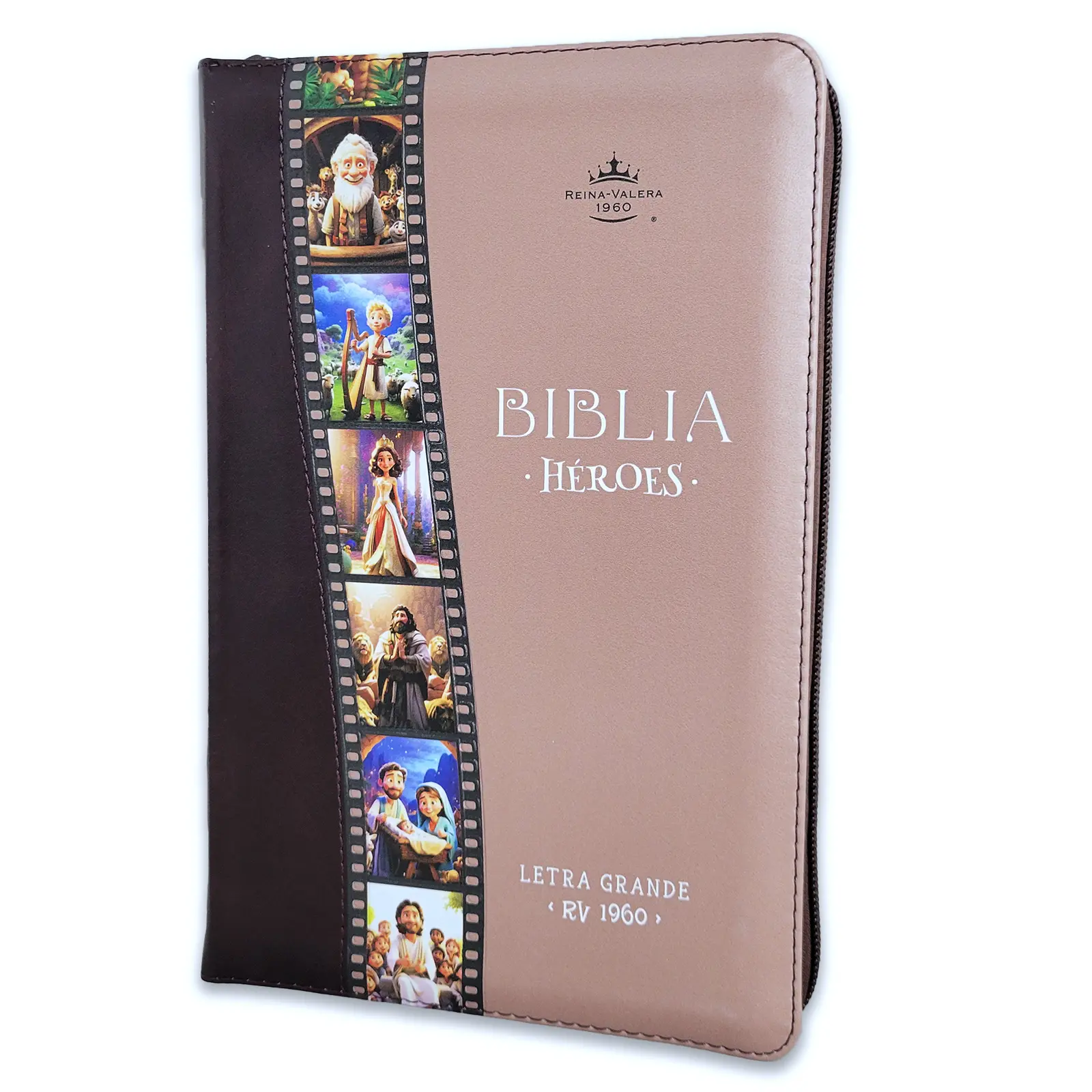 Biblia Heroes de la Fe para ninos con Cierre RV1960 imit piel cafe
