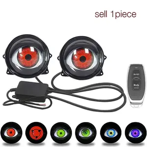Devil's Eye Design Car Light, LED Dynamic Devil's Eye Car Light with Adjustable Eye Chart, Car Decorative Light with High Pass Lens