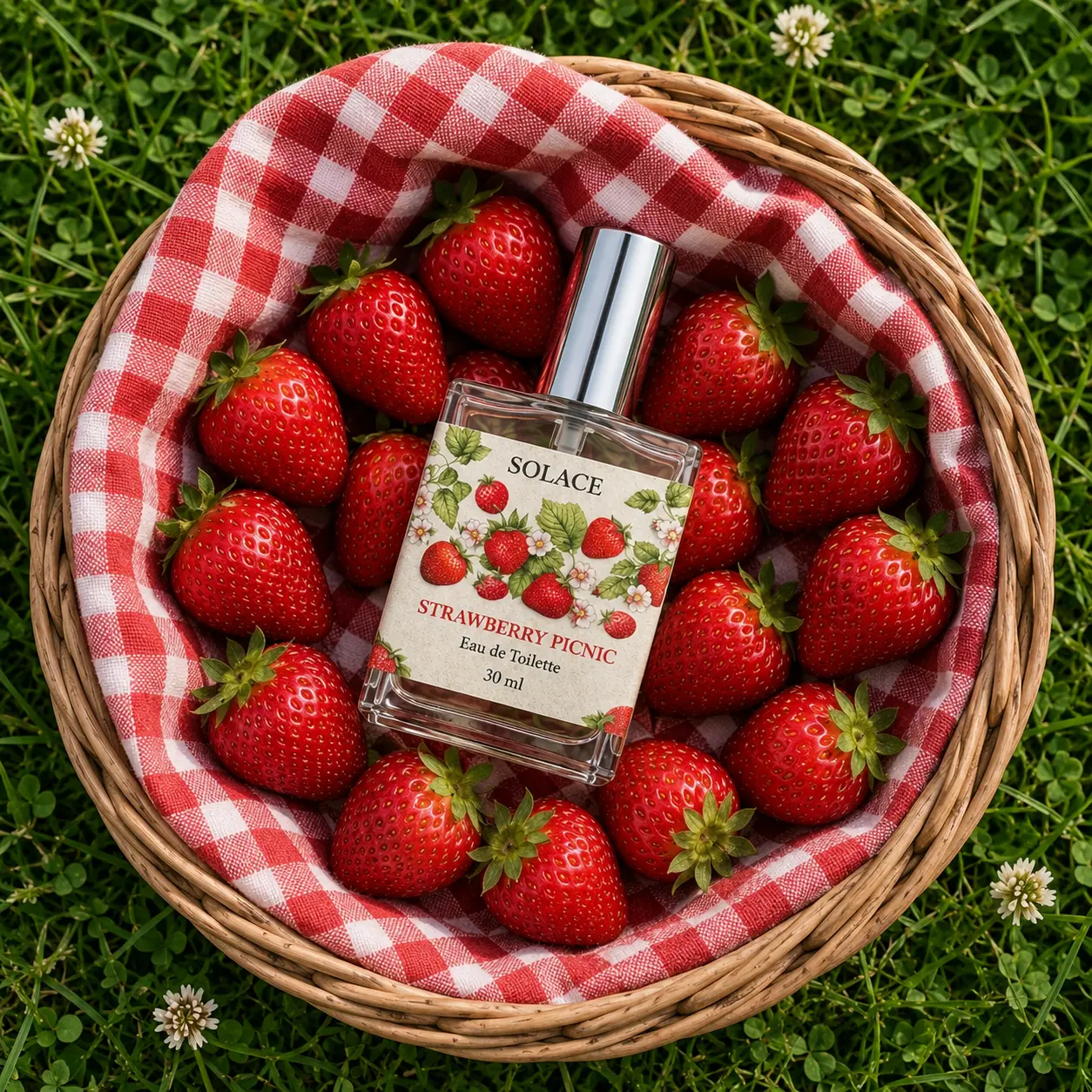 Solace Strawberry Picnic Perfume – Sweet Strawberry, Vanilla Whipped Cream, Spun Sugar – Eau de Toilette – Gourmand Perfume For Women – 30ml