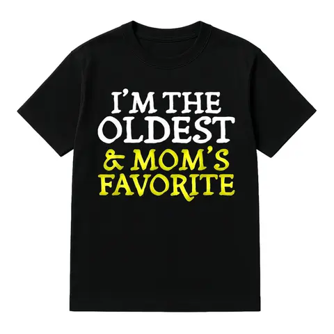 Funny 'Mom's Favorite Sibling' Graphic T-Shirt, Unisex Casual Pure Cotton Streetwear Top, Short-Sleeve, Plus Sizes S-5XL, Shortsleeve, Thanksgiving, Valentines Day, Funny Vibes, Playful Sibling Tee, Unisex Sizing, Moms’ Fave Tee, Classic, Golf, Menswear,