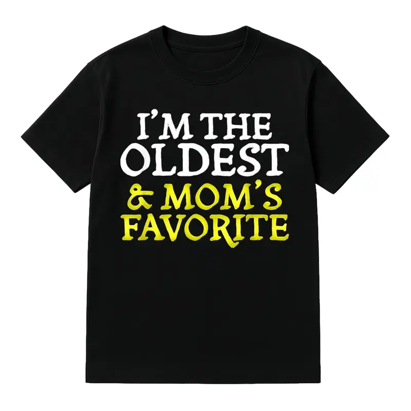 Funny 'Mom's Favorite Sibling' Graphic T-Shirt, Unisex Casual Pure Cotton Streetwear Top, Short-Sleeve, Plus Sizes S-5XL, Shortsleeve, Thanksgiving, Valentines Day, Funny Vibes, Playful Sibling Tee, Unisex Sizing, Moms’ Fave Tee, Classic, Golf, Menswear,
