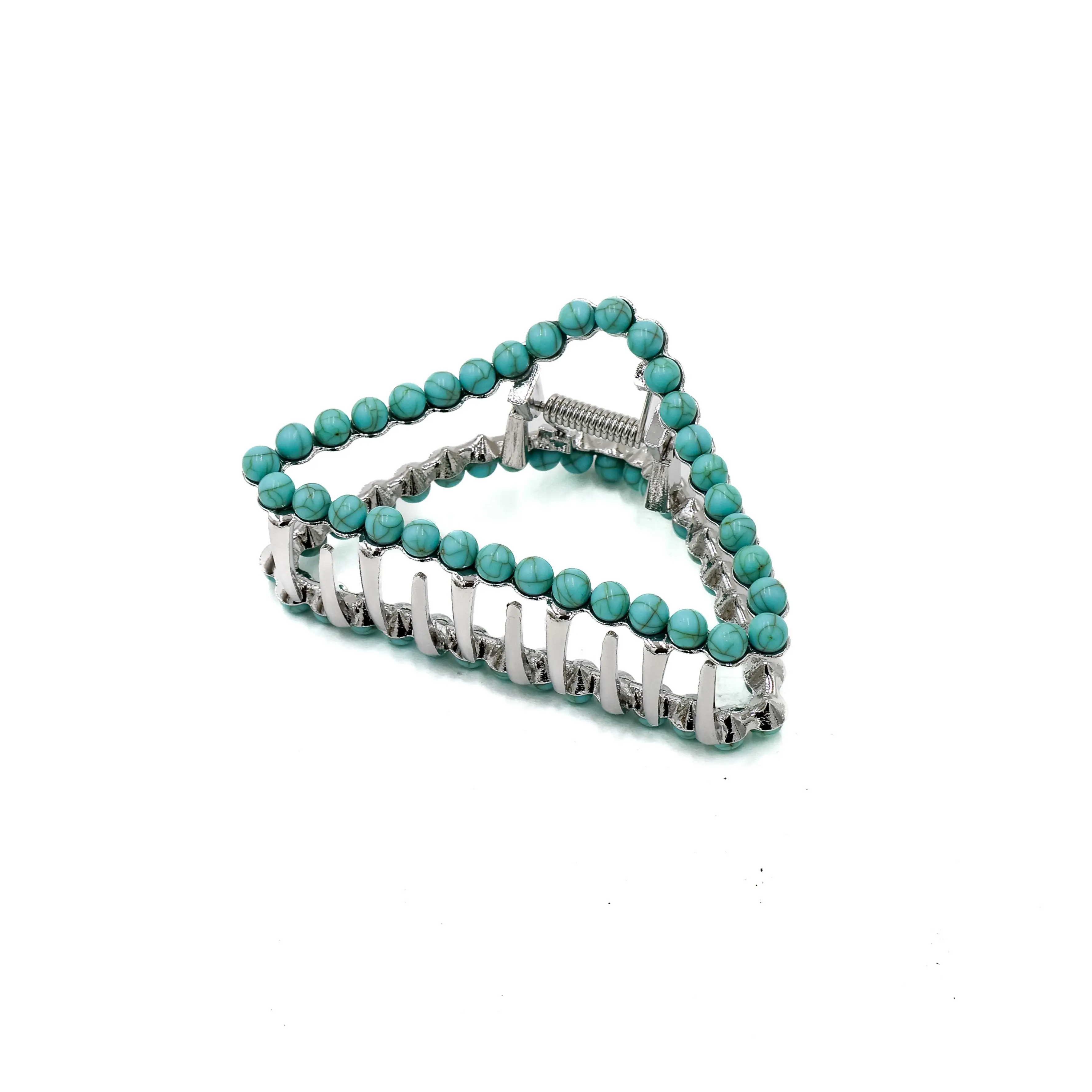 Triangle Metal Clip with Faux Turquoise Beads