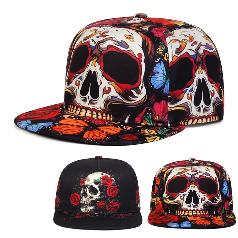 Skeleton Series Full Print cap for men woman fashion Baseball cap Hip hop panel cap flat brim hat sun visor cap