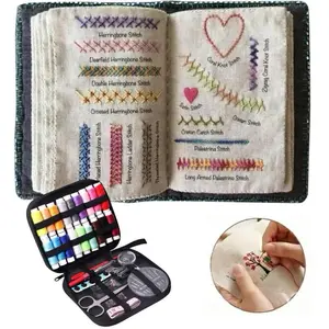 Embroidery Stitch Learning Book Kit, DIY Hand Embroidery Practice Book + Professional Sewing Kit, 86PCS Complete Set for Beginners, Experienced Crafters, Enthusiasts, Portable & Travel-Friendly