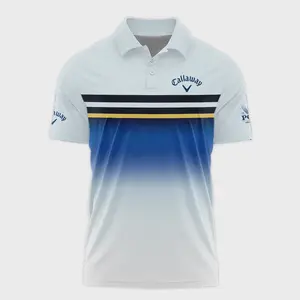 Golf 2024 PGA Championship Callaway Polo Shirt Sports Light Blue Black Stripe All Over Print Polo Shirt For Men