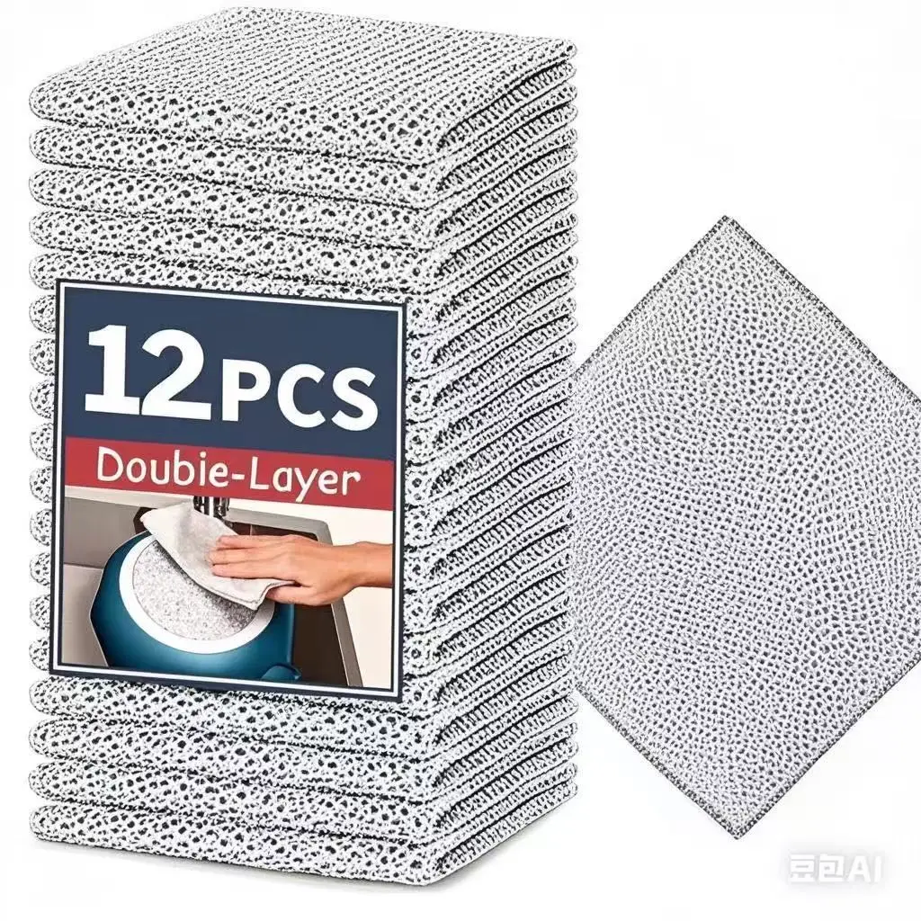 24/12 Counts Dishwashing Rags for Wet and Dry Multipurpose Stainless Steel Scrubber, Non-Scratch Heavy-Duty Dish Cleaning Cloth, Reusable Metallic Fib