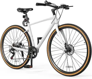 YITAMOTOR 28 Inch Hybrid Bikes Lightweight Aluminum Bicycles for Men Women Adults 700C Hybrid Bicycle with Disc Brake 7 Speed Commuter Bikes with Cup Holder