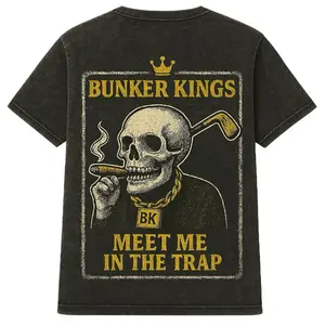 Bunker Kings Golf Meet Me in the Trap Tee - Black T-Shirt with Skull Graphic and BK Logo
