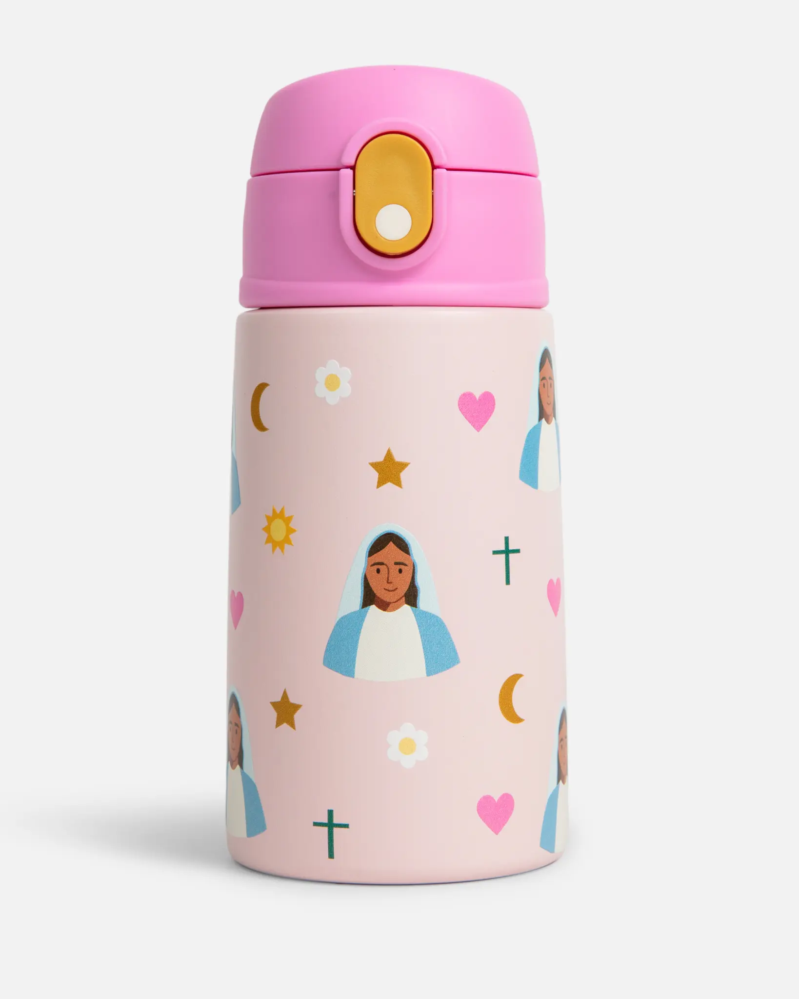 BE A HEART Mary Water Bottle 13.5oz Stainless Steel Drinkware with Silicone Straw for Kids Faithful Inspiration BPA-Free Portable Reusable Washable Tumbler Mug Cup Bottled