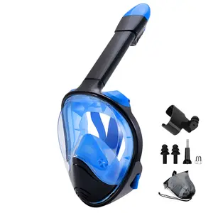 Full Face Snorkel Mask, 1 Set Waterproof Snorkeling Mask with Camera Mount & Accessories, Anti-fog Anti-leak Snorkeling Set for Adult Youth, Diving Goggles