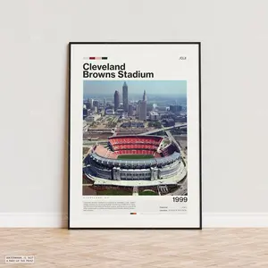 Cleveland Browns Stadium Poster: Mid Century Modern NFL Print