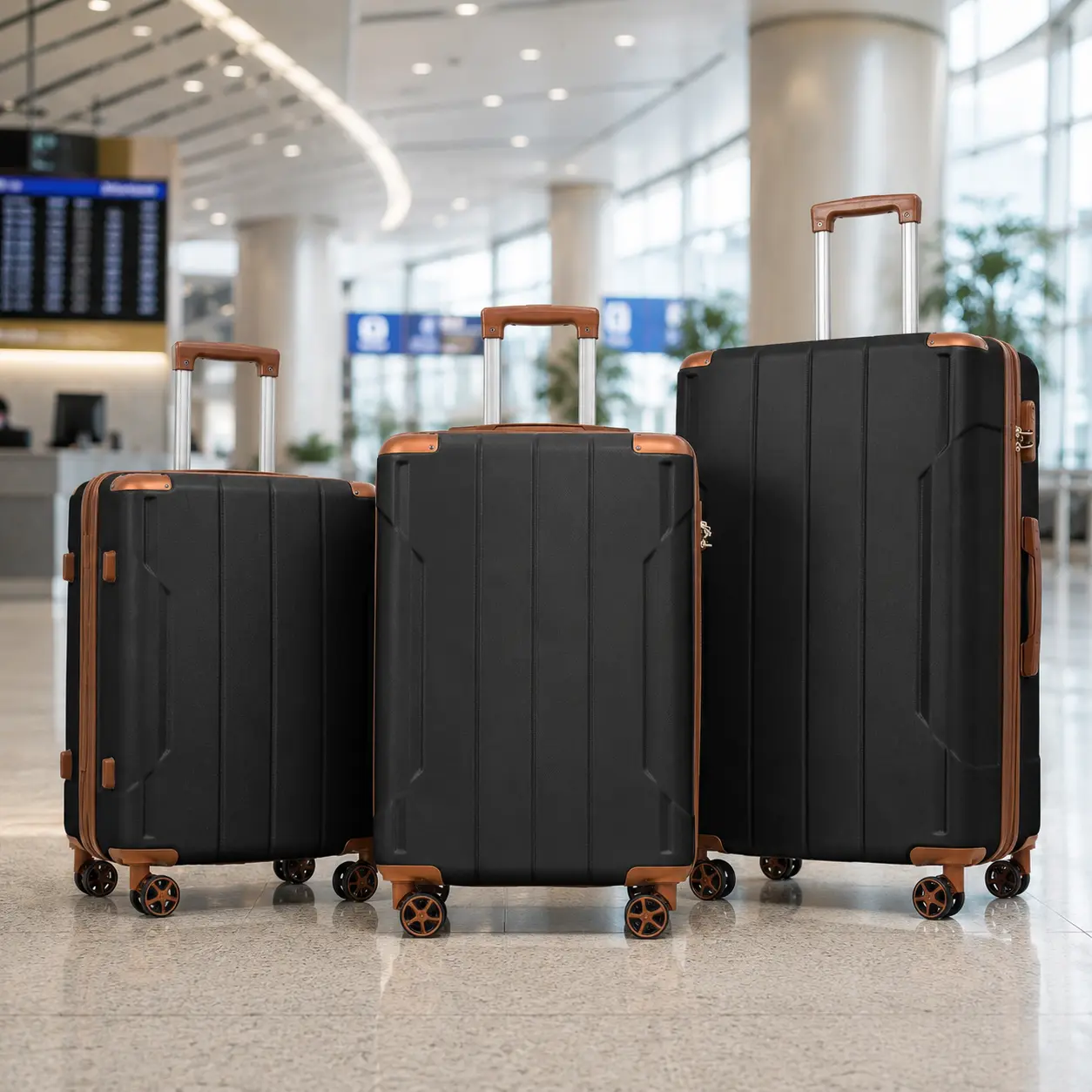 Fahuac Unisex 3-Piece Hardshell Synthetic Travel Luggage Set - 20" Carry-On, 24"/28" Lightweight ABS Suitcases with Upgraded 360-Rotation Spinner Wheels, Corner Protectors, Nestable Storage, TSA Lock, 3-Level Telescoping Handle, TPE Reinforced Handles