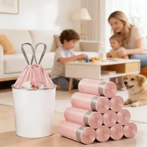 30 Pcs Drawstring Trash Bags, Sturdy Trash Bags Strong Plastic Kitchen Garbage Bags, Durable Household Waste Bags, Convenient Drawstring Waste Bags