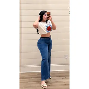 High Rise Belted Wide Leg Jeans
