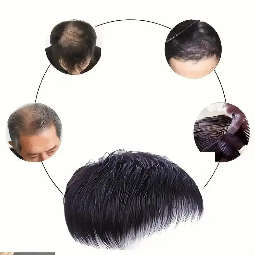 Men's Human Hair Replacement Piece Topper Straight Clip-In Hair Extensions For Natural Look 30g/Piece Suitable For All  Tones Daily Use Versatile Hairpiece Realistic Texture Hair Clips