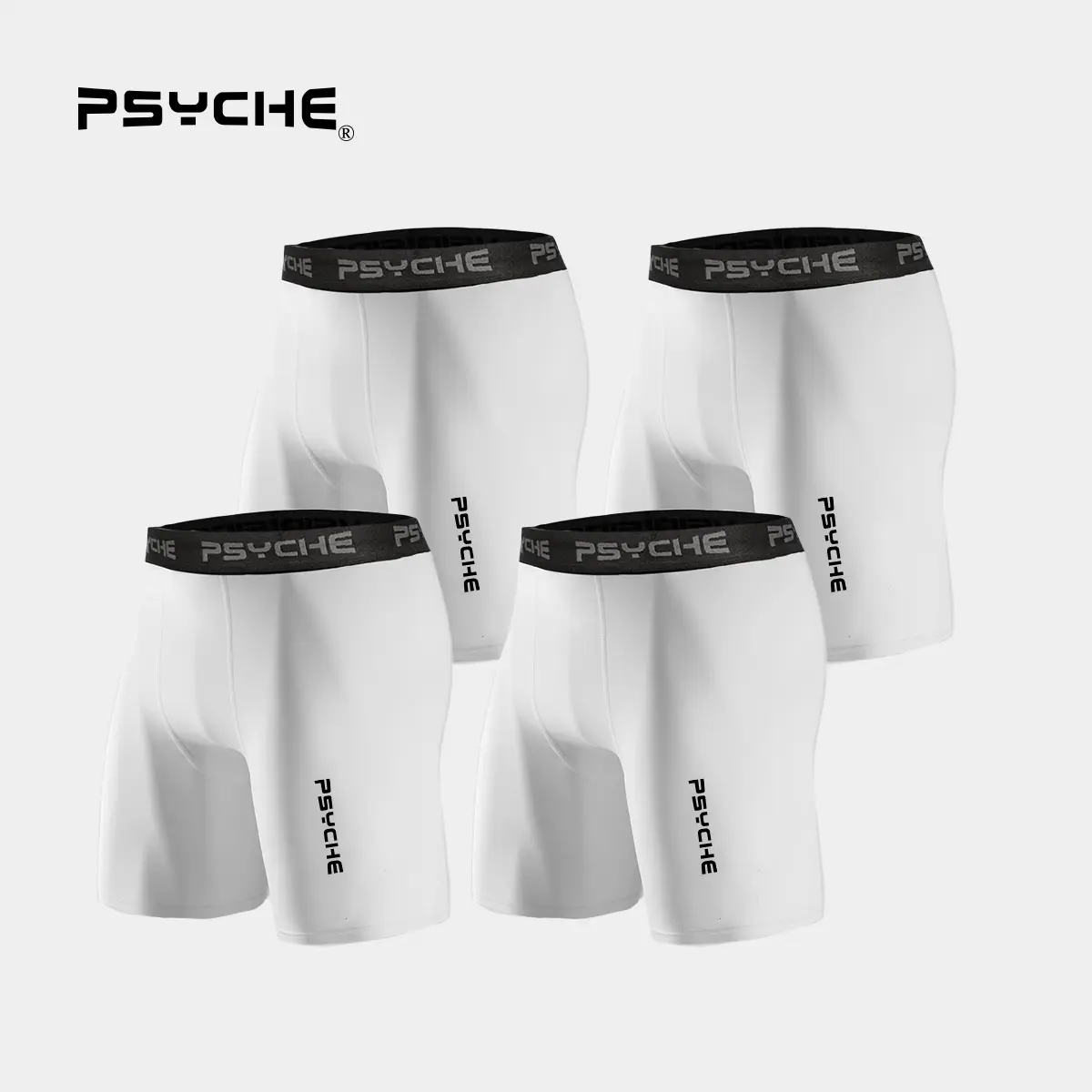 PSYCHE 4-Pack Men's Compression Shorts - Compression Underwear for Gym, Workout, Running, Basketball, Squat-Proof, Sweat-Wicking, and Ultra-Breathable