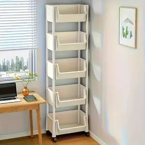 Multifunctional Multi-Layer Plastic Storage Cartwith Wheels, Layered Shelf Organizer for BedroomKitchen Bathroom Living Room memorial day deals