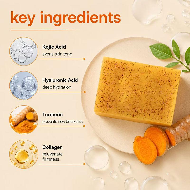 Turmeric Kojic Acid Soap Bar for Face & Body, Brightening Cleansing Soap, Moisturizing Nourishing Bath Soap, Daily Skincare Body Care, Natural Extract Beauty Bar #Summervibes