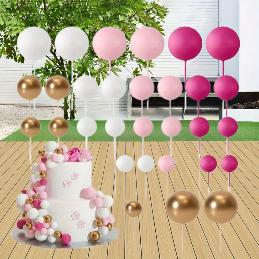 32 Pcs Universal Foam Wire Paper Cup Insert Ornaments - 0.79 in & 1.18 in Diameter, All Seasons Cake Dessert Decorations (No Electricity, No Feathers)