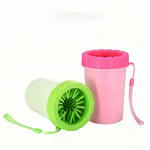 Pet Paw Cleaning Brush Automatic Dog Bath Foot Washer Tool for Easy Foot Care in Green & Pink Colors Convenient Pet Supply