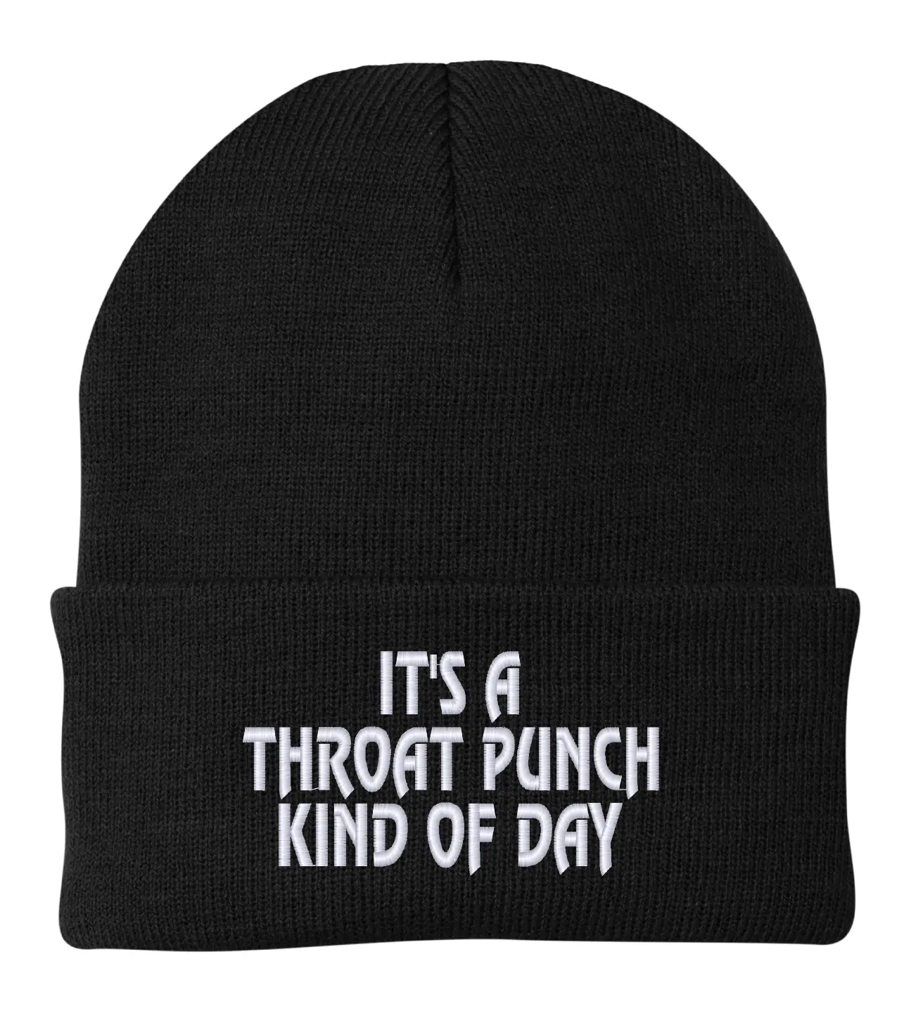 THROAT PUNCH KIND OF DAY winter comfy Beanie unisex gift THROAT PUNCH KIND OF DAY winter comfy Beanie unisex gift