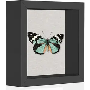 5x5 Shadow Box Picture Frame with Soft Linen  - Metal Push Pins Included, Memory Box Display Case for Memorabilia Flower Awards Medals Wedding Photos, Black