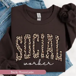 Leopard Social Worker T-SHIRT / Sweatshirt, School Counselor Sweatshirt, Social Worker School  Sweatshirt, Social Worker Shirt Gift,