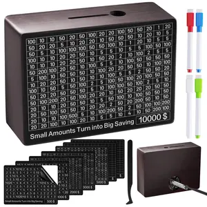 Money Saving Box  Piggy Savings Challenge With 8 Goals For Adults & Wooden Vault Saver Alcancias De Dinero Caja Ahorro