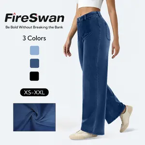 FireSwan 2026 Flex High Waisted Tummy Control Wide Leg Casual Jeans with Pockets#Summervibes Pants Womenswear Wideleg Bottom Denim