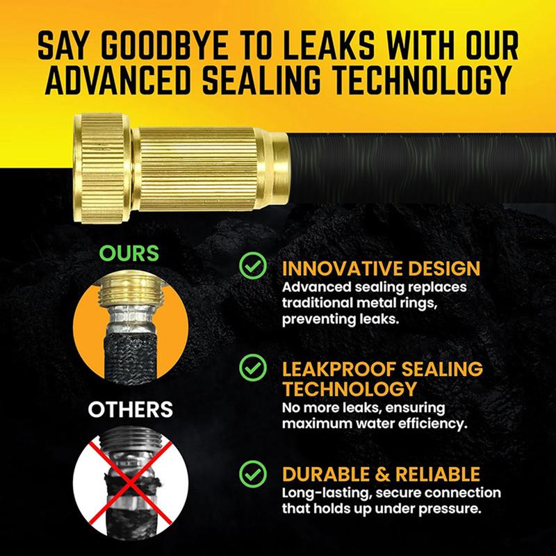 50/75/100ft Heavy-Duty Expandable Water Hose for Car Washing, Mult Function Nozzle, 3/4 Inch Solid Brass Fittings with Shrink Garden Hose Spray Gun Tools, Watering Equipment, Easy to Use and Store