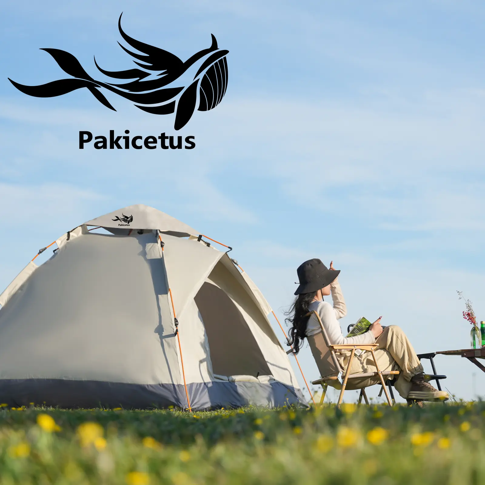 PAKICETUS Automatic Instant Camping Tent - Windproof, Sun-Resistant Compact Folding Portable Tent, Family Holiday Gift, Camping Essentials for Park Trips, Portable Tents