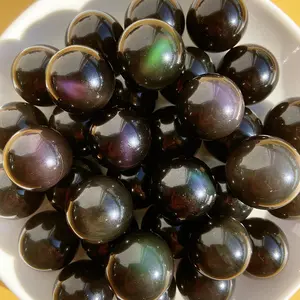5count Rainbow Obsidian Sphere Decoration Reiki Crystal Energy Ball Home Jewelry Ornament