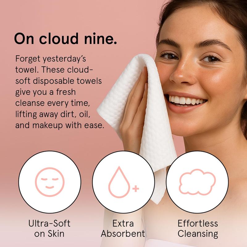 Disposable Face Towels – Ultra-Soft Hygienic Eco-Friendly Cleansing Cloths Fresh Radiant Skincare Essential by grace & stella