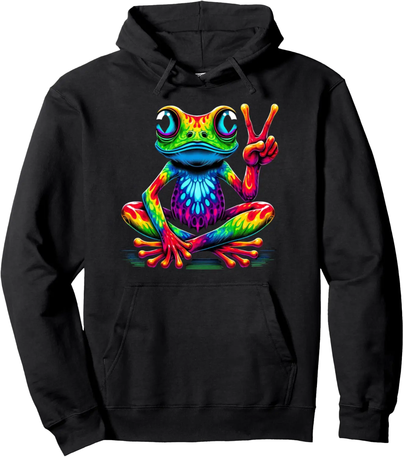 Psychedelic Peace Frog Tie-Dye Frog Peace Sign Hippie Pullover Hoodie - Parisbus Shop 86B0DHVZSTSB