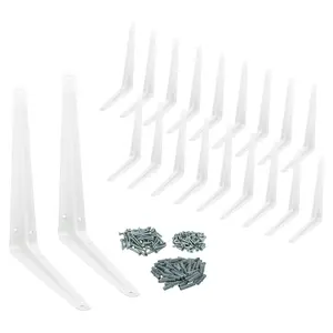 Nuk3y 8" x 10" L Shape Heavy Duty Shelf Bracket with Screws, 20 Pack