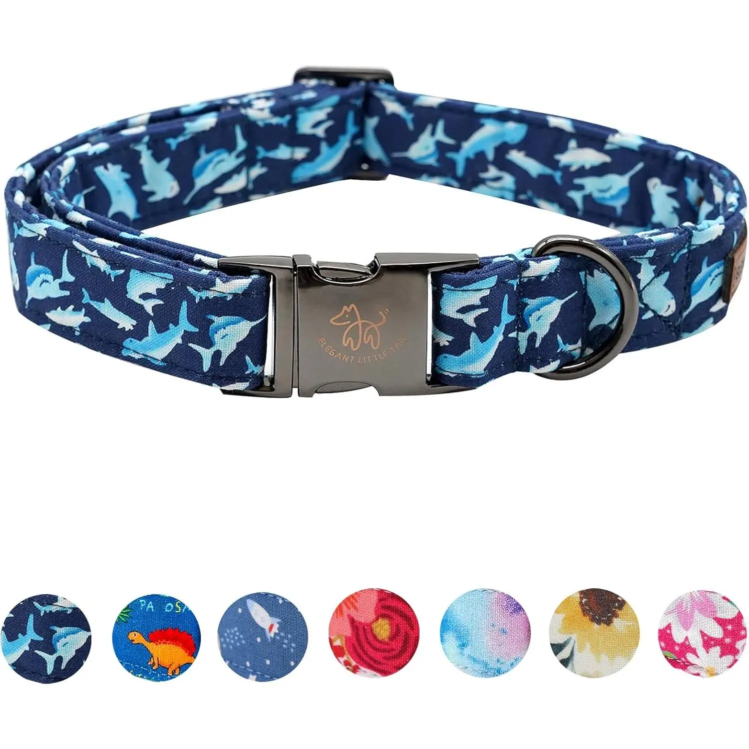 Elegant little tail Dog Collar, Blue Shark Pattern Pet Collar Durable Cute Dog Collars Male or Female Pet Gift Adjustable Dog Collar for Medium Dogs Elegant little tail Dog Collar, Blue Shark Pattern Pet Collar Durable Cute Dog Collars Male or Female Pet Gift Adjustable Dog Collar for Medium Dogs