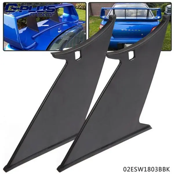 Black Rear Spoiler Wing Stabilizer for 15-18 Subaru Impreza WRX STI, 2 x Wing Stabilizer with Carbon Fiber, Aggressive Appearance, Perfect Fit, Eliminates Added Noise Possibility, Eliminates Possibility Of Added Noise