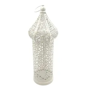 Islamic Holiday Decor | Moroccan Wind Lantern 13.5in - White