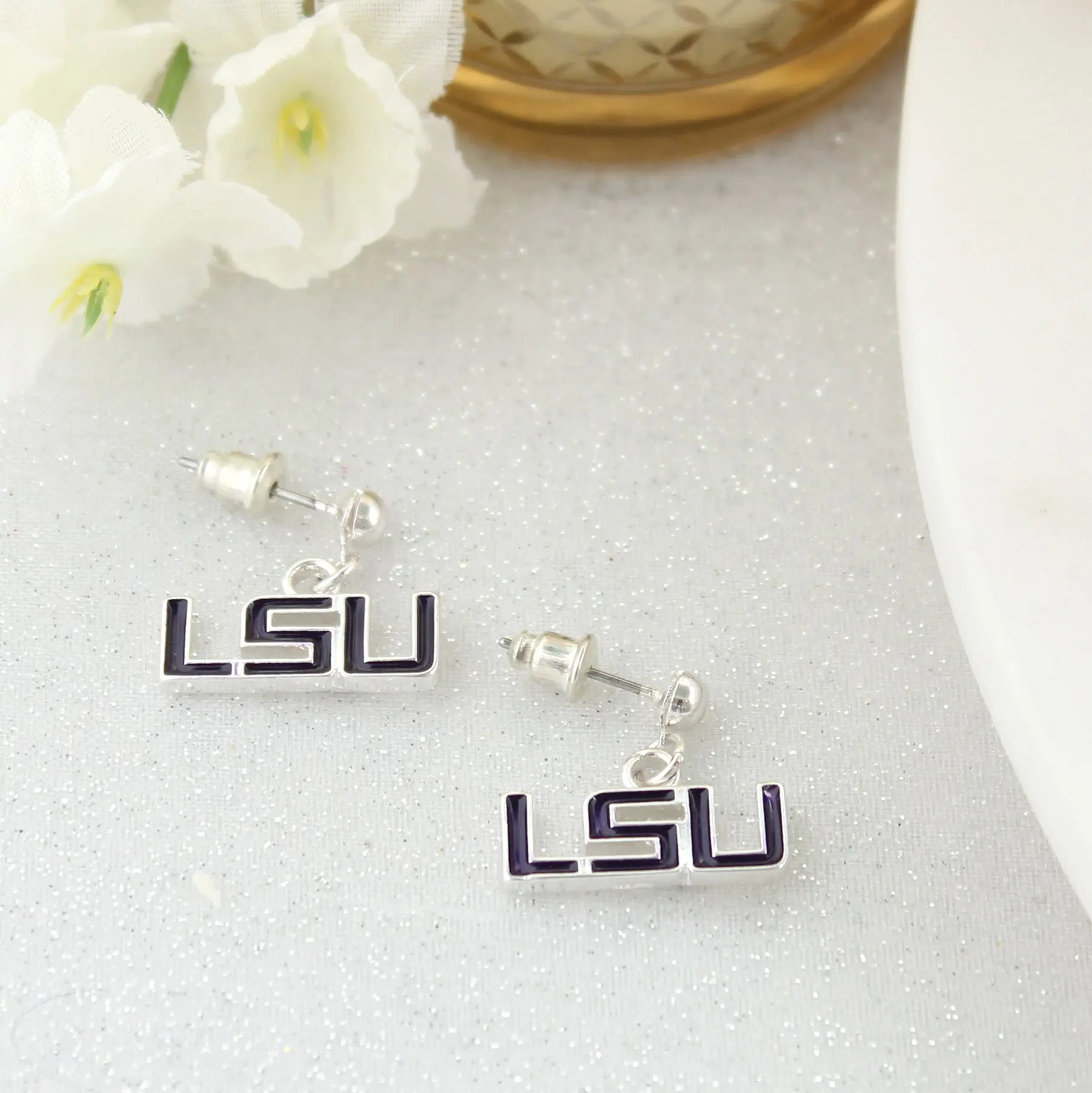 LSU Enamel Logo Earrings - Perfect for Any Occasion