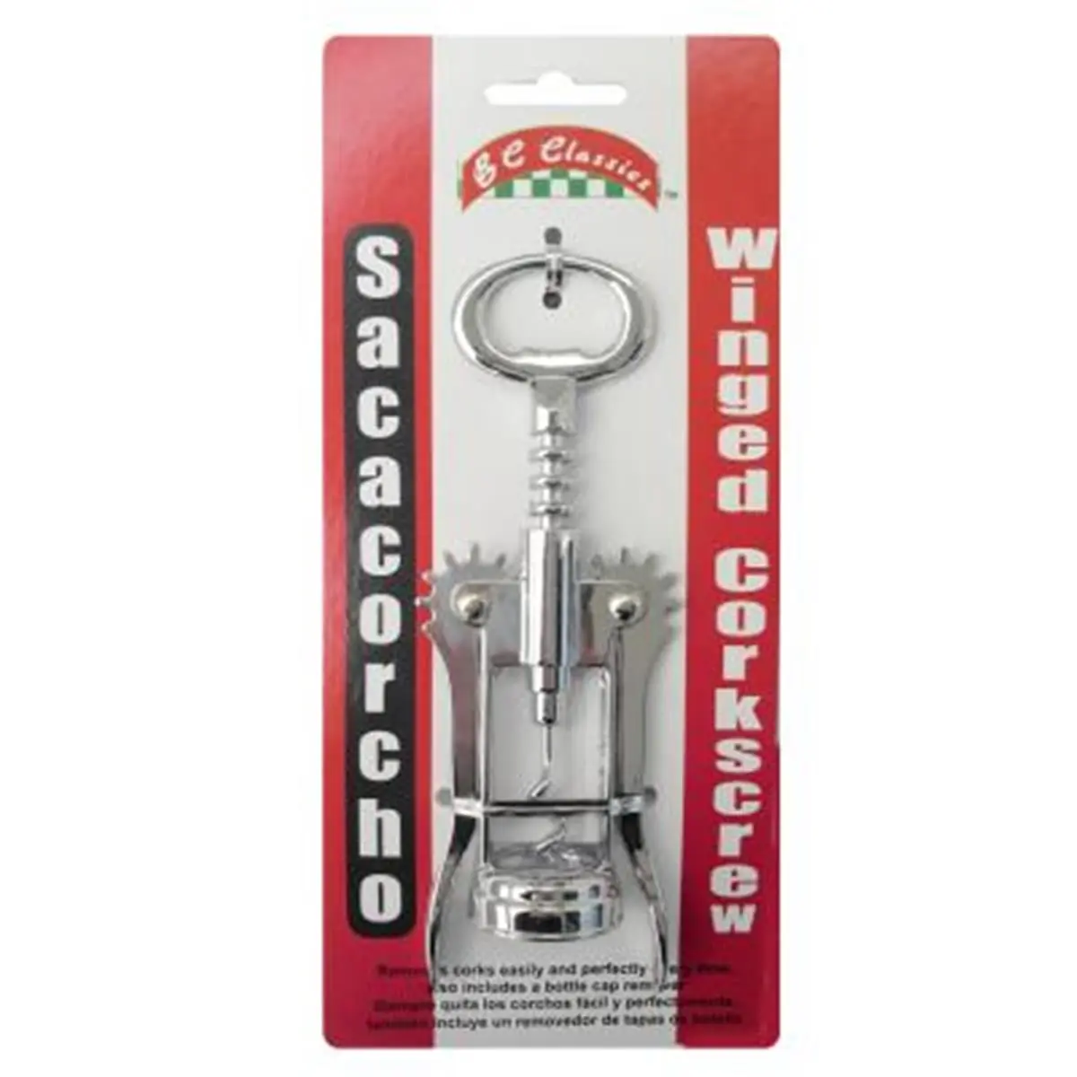 212 MAIN Winged Type Corkscrew - Chrome Finish, Kitchen Utensil, Bar & Wine Tool