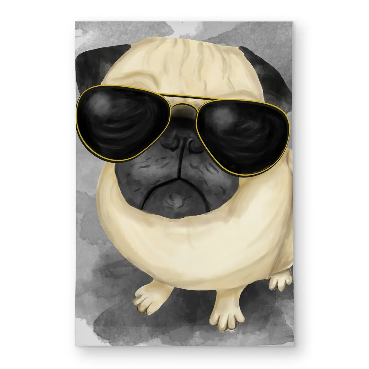 Begin Home Decor C1ROAR23C8MD52 2x3 ft. Playful Pug Pattern Polyester Rug, Casual Home Decor Rectangle Rug - Bedroom, Outdoor Area Use