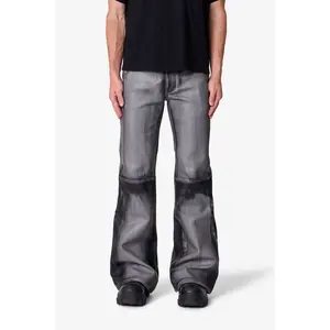 mnml Washed Leather Flare Pants - Black