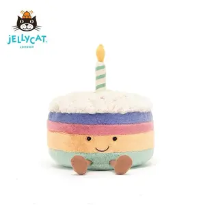 Jellycat Amuseables Birthday Cake Plush – Soft Smiling Cake Stuffed Toy, Cute Gift for Kids, Babies & Collectors, Party Decor, US Stock
