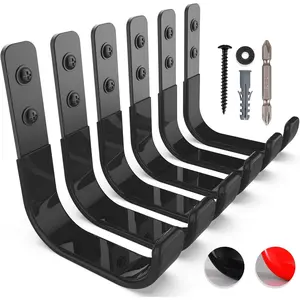 4 Inch 6 Pack Heavy Duty Garage Wall Mount Steel J Hooks for Hanging Ladder Garden Hose Tool Organizer Storage Holds Up to 55lbs